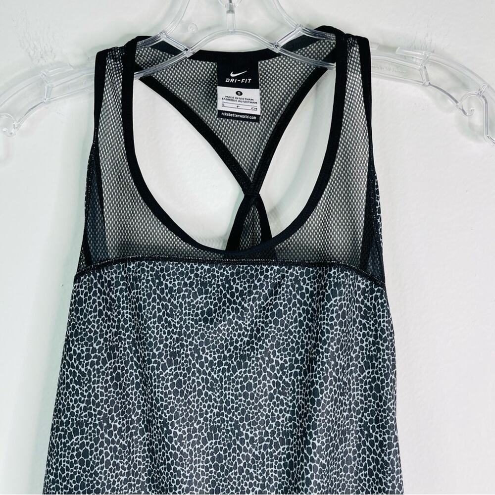 Nike black grey animal print mesh activewear athletic yoga running small - Picture 2 of 7